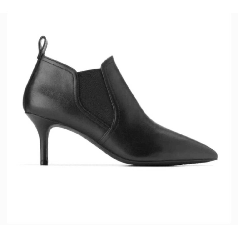 Cole Haan Neely Shootie Women 6.5 Black Leather Pointed Toe Kitten Heel New